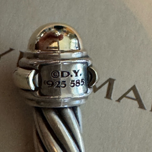 David Yurman 7mm bracelet 585 14kt Gold Cable Cuff no dents ! Fits up to 7” - Picture 6 of 10